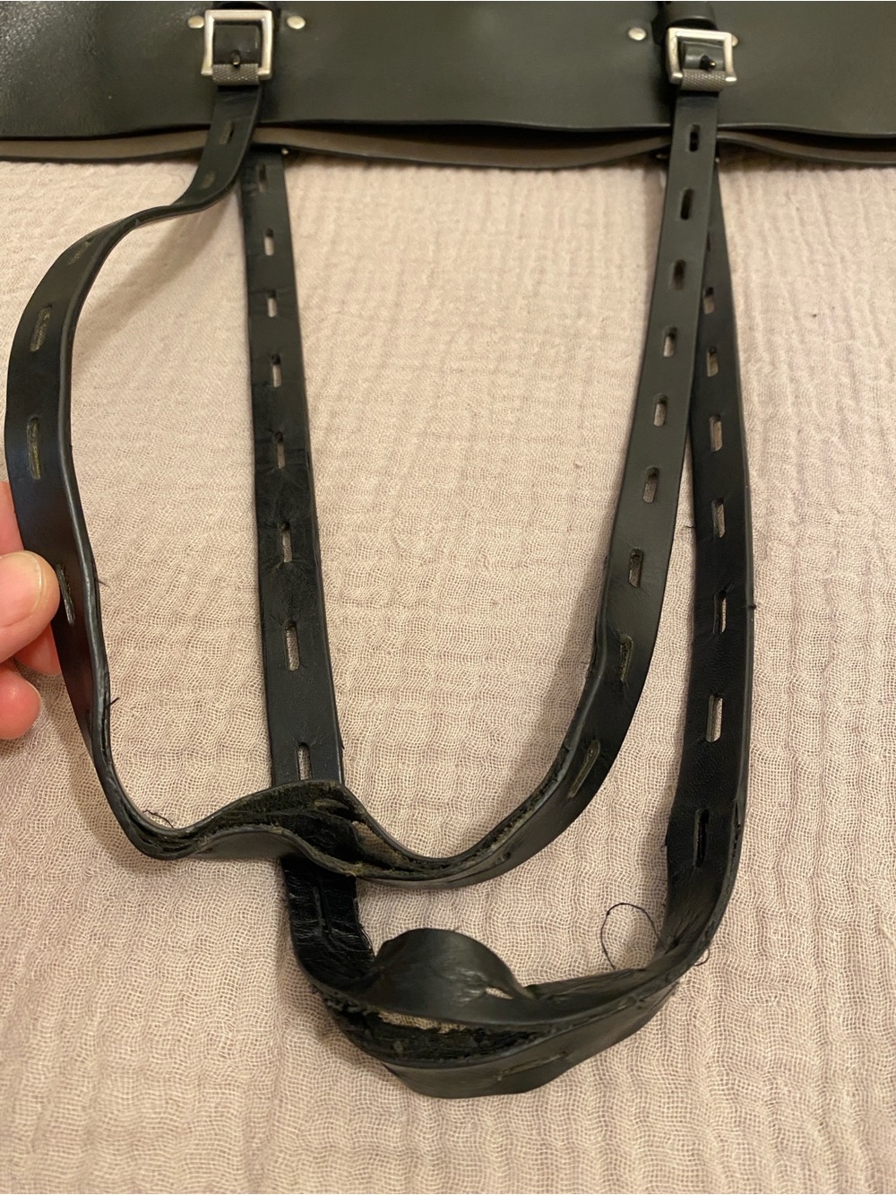 Black Leather Tote Bag with Adjustable Straps - Picture 12 of 15